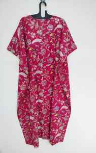 ชุดคลุมชายหาดผ้าฝ้ายทำมือสไตล์อินเดีย ทรงหลวมแบบกิโมโน - Product Image 4