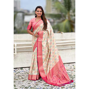 Sari Patola Bandhani en Soie Zari Tissée Douce Elite Weaves avec Tissages Contrastés, Élégant pour Soirée, 600g, Séchage Rapide, Protection Solaire - Product Image 1