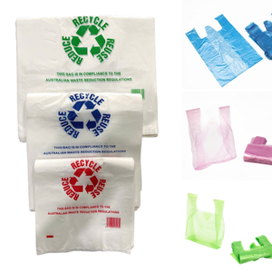 Bolsas de Plástico LDPE Reciclables, Reutilizables y Reductoras de Desperdicio, Tipo Camiseta, con Asa, Impresas, Biodegradables, para Compras Comerciales - Product Image 1