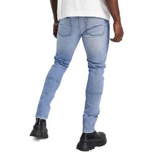 Men Stylish Mix Color Denim and Cotton Casual Dark Wash Zipper Fly Lightweight <b>Jeans</b> - Product Image 4
