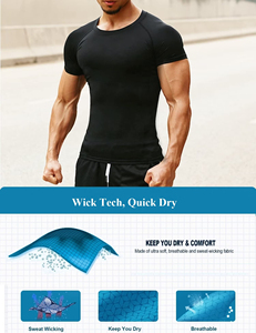 Men's Short Sleeve <b>Compression</b> <b>Shirt</b> Quick Dry Seamless Fitted T-<b>Shirt</b> in Black White Navy Blue for Gym Workout - Product Image 6