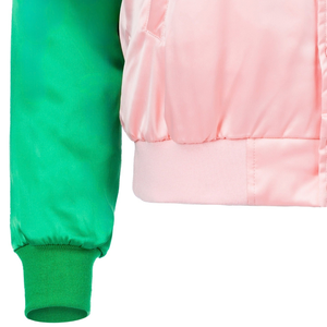 Skee Wee Bomber <b>Jacket</b> Pink Green <b>Women</b> Embroidered Sorority Varsity Coat Casual Streetwear Zip Up Outerwear Fashion <b>Lightweight</b> - Product Image 3