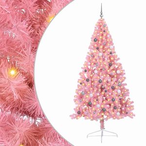 Sapin de Noël artificiel rose en PVC de 94,5 pouces pré-éclairé avec 300 LED - Product Image 2