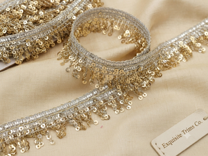Bordure en dentelle brodée froncée avec décoration de paillettes pour la couture de vêtements et les costumes de mariage - Product Image 6