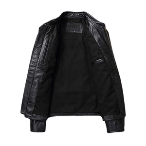 <b>Men</b> Classic Leather <b>Jacket</b> Premium Soft Full Zip Stand Collar Comfortable Casual Durable Front Regular Fit Fashion Outerwear - Product Image 5