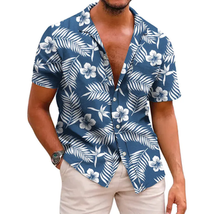 Chemise Hawaïenne en Satin de Coton de Haute Qualité, Impression Numérique, Manches Courtes, Décontractée, Col Revers, pour Hommes, Été - Product Image 1