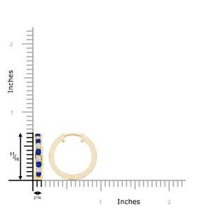 14Kt Yellow Gold Blue Sapphire Diamond Hoop Earrings Round Channel <b>Set</b> Huggie Earrings Fine September Birthstone Jewelry - Product Image 3