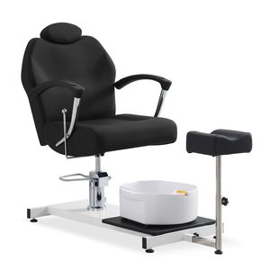 Poltrona Idraulica Regolabile in Altezza per Pedicure con Poggiapiedi e Vasca per Piedi, Girevole a 360° e Reclinabile per Uso in Centri Estetici - Product Image 1