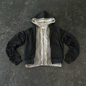 Wholesale OEM Color Block 3 Layer Zip up Hoodies Custom Logo Heavyweight 100% Cotton French Terry Oversize 3 Zip up Hoodie - Product Image 3