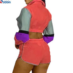 Conjunto Deportivo Corto para Mujer, Estilo Urbano, Transpirable, Cortavientos, Tallas Grandes, Primavera-Verano, Ligero, de Nailon Estampado - Product Image 4