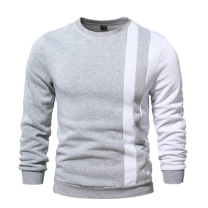 <b>Men's</b> Crew Neck <b>Sweatshirt</b> Color Blocking Design Fit Casual Style Gray <b>White</b> Knitted Polyester Cotton Autumn Wear - Product Image 1