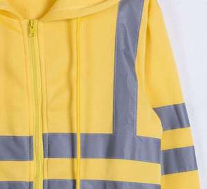 Sweat-shirt unisexe haute visibilité personnalisé en polyester ripstop, jaune fluorescent bicolore, réfléchissant et sérigraphié, pour la vente en gros - Product Image 6