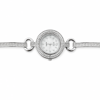 Bracelet montre en argent sterling 925 avec halo de cristaux 18 mm pour femmes, bijoux élégants et luxueux, mouvement à quartz, résistant à l'eau 3 BAR