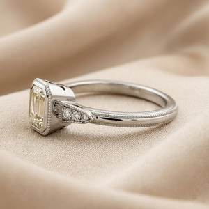 Vintage Style Moissanite 2Ct <b>Emerald</b> Cut Art Deco <b>Ring</b> 925 <b>Silver</b> Hidden Halo Fine Birthdays Anniversary Wishes Gift for Friends - Product Image 4