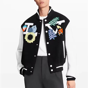 Blouson Bomber Respirant pour Homme OEM avec Broderie Chenille et Manches en Cuir – Veste de Basketball Tendance Personnalisée pour Équipe Américaine OEM - Product Image 3