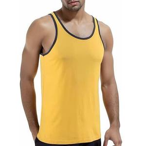 Camisetas sin mangas personalizadas para hombre de Nesta Sports OEM, talla grande, de algodón transpirable, con rayas amarillas y negras, para entrenamiento. - Product Image 6