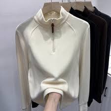 Oversized Half Zip French Terry <b>Sweatshirt</b> - Luxury Quality Men's Mock Neck Pullover <b>Plain</b> <b>Sweatshirt</b> - Product Image 3