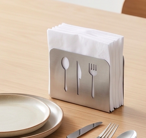 Porte-serviettes moderne en métal avec découpes pour cuillères, couteaux et fourchettes, idéal pour la cuisine, la salle à manger et les restaurants - Product Image 4
