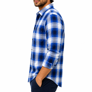 Plaid Shirt Men's Custom Best Quality Spring and Autumn Men's <b>Flannel</b> Warm Shirt Fashion Casual Shirt - Product Image 3