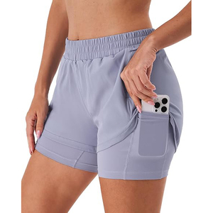 Shorts Deportivos 2 en 1 para Mujer, Lavanda, Fluidos, de Poliéster, Secado Rápido, Cintura Alta con Bolsillo con Cierre - Product Image 2
