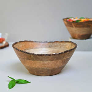 Bol de service en écorce en bois fabriqué à la main, moderne et écologique, mélange de salade personnalisé, cadeaux de mariage, nouveauté Ramadan à bas prix - Product Image 3