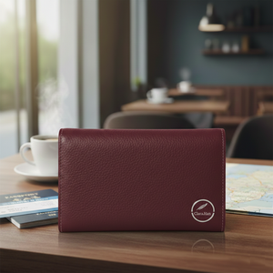 ClaraHan Cartera de viaje delgada de cuero azul marino para pasaporte y monedero multimoneda - Product Image 5