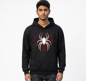 Felpa con <span class=keywords><strong>Cappuccio</strong></span> Invernale Nera in Cotone 100% con Logo Frontale, Pullover Casual da Uomo, Streetwear per Halloween - Product Image 4