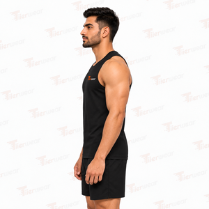 Men's <b>Black</b> Sleeveless <b>Tank</b> <b>Top</b> O-Neck Breathable Polyester Workout Gym Vest Front Logo Print Casual Sporty Style Gym <b>Tank</b> <b>Tops</b> - Product Image 3