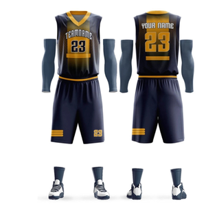 Ensemble de maillots de basket-ball personnalisés, sans manches, col en V, impression sublimée, évacuation de l'humidité, vêtements d'équipe pour adultes, design numéro 23 - Product Image 6