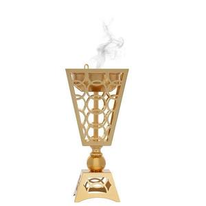Luxury Gold Goblet Bakhoor Burner Interlocking Circle Filigree Incense Censer with Pedestal Base for Oud and Frankincense - Product Image 1
