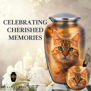 Pet <b>Memorial</b> Urn for <b>Cat</b> Ashes Aluminum Cremation Urn Large <b>Cat</b> Face Artwork - Product Image 6