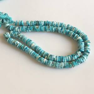 ลูกปัดหินเทอร์ควอยซ์ธรรมชาติทรงเหรียญเรียบ สำหรับทำเครื่องประดับ ร้อยเป็นเส้น - Product Image 2