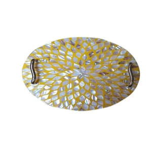 Plateau de service en nacre dorée, incrustation décorative de coquillages, écologique, plateau de table en nacre naturelle, meilleur prix - Product Image 5
