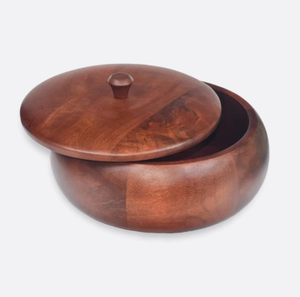 Casseroles en bois d'acacia 100% naturel, écologiques, avec couvercle en bois, compatibles lave-vaisselle, rondes, diamètre 20 cm, design classique - Product Image 2