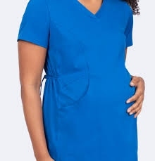Blouse de travail vert olive pour femme, col en V, avec liens latéraux et poches, uniformes d'hôpital - Product Image 4