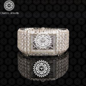 Charm Jewells Montre mécanique de luxe pour femme en acier inoxydable, boîtier rectangulaire, cadran analogique de 30 mm, bracelet en cristal saphir de 20 cm - Product Image 1