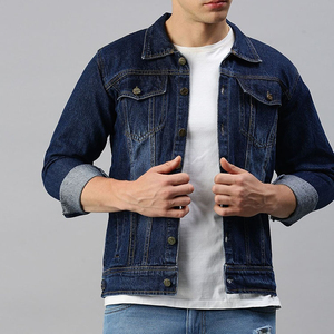 100% Cotton Men's <b>Denim</b> Jacket Streetwear Jean <b>Coat</b> with Custom Print & Embroidery Logo Oversized <b>Denim</b> Men's Jackets - Product Image 2