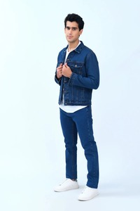 Veste en jean bleue pour homme, style classique, streetwear décontracté, coupe régulière, coton durable, écologique, respirant, brodée, pour tous - Product Image 4