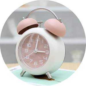 Classic <b>Retro</b> Twin Bell Alarm Clock | Silent Non-Ticking Analog Metal <b>Table</b> Clock Loud Ringer Night Light Luminous Dial Office - Product Image 2