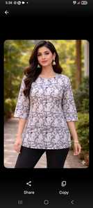 Kurti corto para mujer en tela crepé – Top informal con estampado elegante (tallas M a 3XL) - Product Image 3