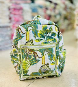 Quilted Floral Jacquard Women <b>Backpack</b> <b>Lightweight</b> Softback Travel Daypack with Zipper Front Pocket - Product Image 3