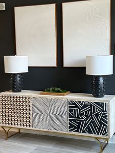Meuble console et tiroir style ferme moderne avec incrustations en os, écologique et durable, pour la décoration du salon - Product Image 5