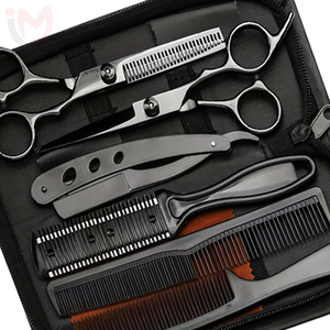 Ensemble de coupe de cheveux de salon de 6,5 pouces, ciseaux de barbier professionnels en acier inoxydable, peigne, rasoir, kit d'outils - Product Image 4