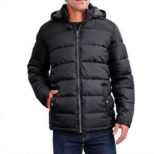 Men's Winter Stand Hooded Patchwork Front Puffer <b>Quilted</b> Windproof Breathable <b>Single</b> Button Outerwear Jackets - Product Image 5