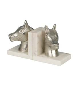 New design cast Aluminium horse bookends white marble base shiny nickel coated customized sizes colors available vintage style - Product Image 4