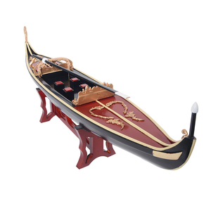B083 - Modèle de gondole vénitienne en bois artisanal, bateau de Venise, décoration nautique, cadeau pour collectionneur maritime, présentoir 64Lx15.2Wx22H cm - Product Image 4