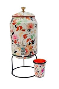 Distributeur d'eau en cuivre avec motif floral et robinet pour usage domestique - Product Image 5