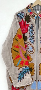 <b>Women</b> Embroidered <b>Velvet</b> Quilted Long <b>Jacket</b> Handmade Boho Floral Ethnic Open Front Regular Breathable Eco-Friendly Cotton - Product Image 4