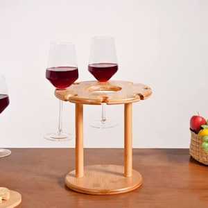Porte-bouteille à vin simple en bois moderne, résistant à la rouille, imperméable, capacité 1L, présentoir créatif sur pied pour table - Product Image 4