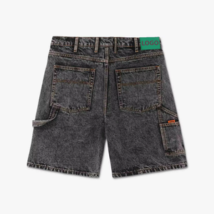 Wholesale Customized Embroidery <b>Patch</b> <b>Men</b> Zipper Fly Loose Fit 100% Cotton Denim Pants Baggy Jorts Skate Jeans <b>Shorts</b> - Product Image 2